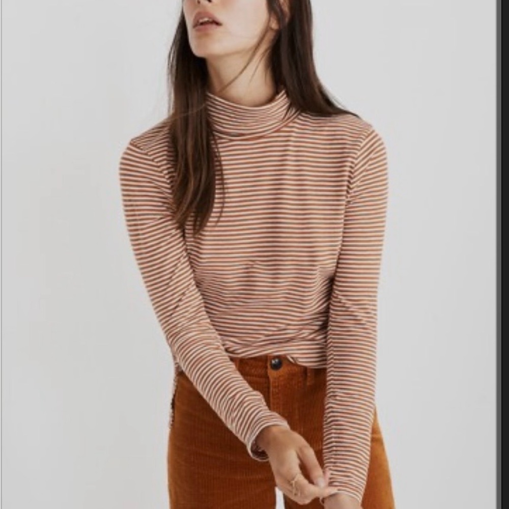 Levi's Pink & Cream Striped Mock Neck Tee